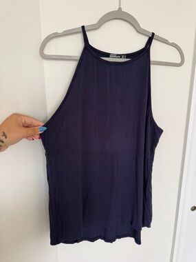 LouKeith Navy High Neck Racerback Tank Top XL